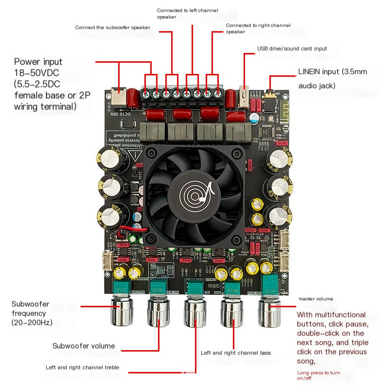 ZK-AS21P Bluetooth Digital Amplifier 2.1 Channel 600W